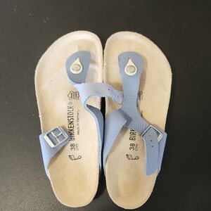 Birkenstock Light Blue Leather Comfort Sandals with Arch Support